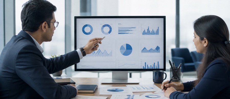 Valuation professionals analysing financial models
