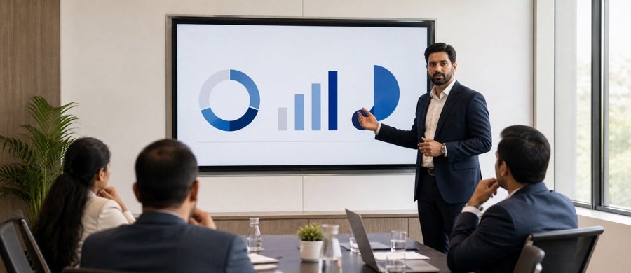 Professional presenting employee-benefit and accounting insights
